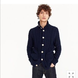J.Crew Cotton Mock Neck Cardigan Navy